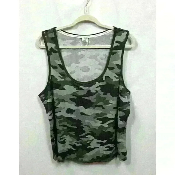 Lucky Brand Womens XXL Green Camo Soft Tank Top Poly/Spandex Stretch Lightweight - Picture 2 of 7